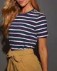 All American Button Shoulder Striped Jersey Tee sold by Vici