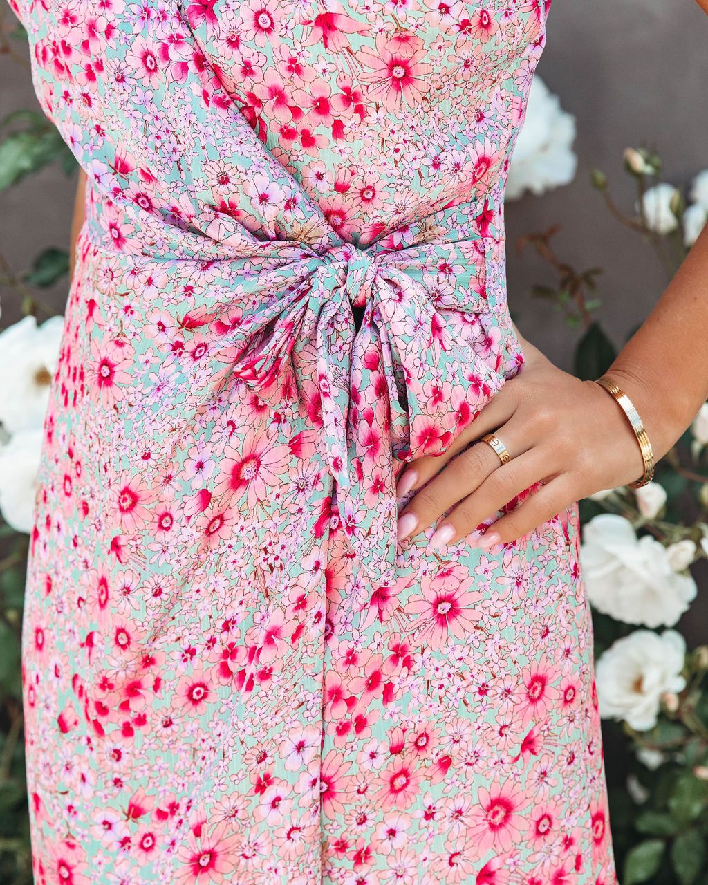Arissa Floral Mini Wrap Dress - Sage Blush - FINAL SALE sold by Vici product image thumbnail 4