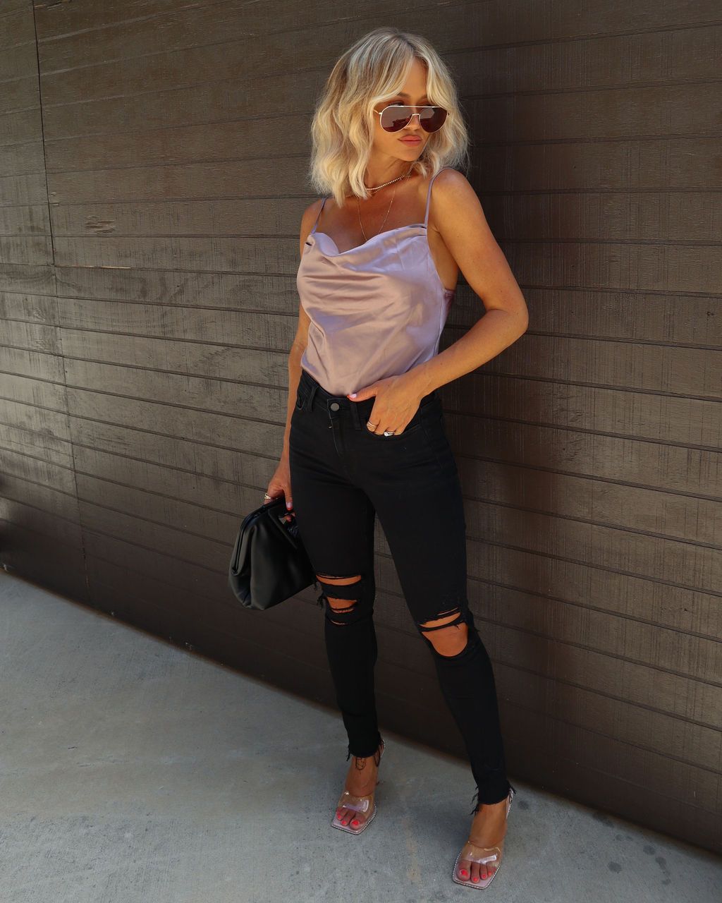 Halliwell Satin Cowl Neck Bodysuit - Mauve - SALE sold by Vici product image thumbnail 2