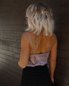Halliwell Satin Cowl Neck Bodysuit - Mauve - SALE sold by Vici