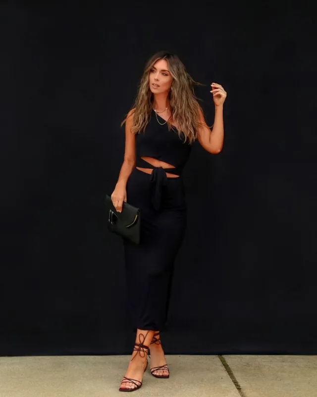 Fancy That One Shoulder Midi Dress- Black - FINAL SALE sold by Vici