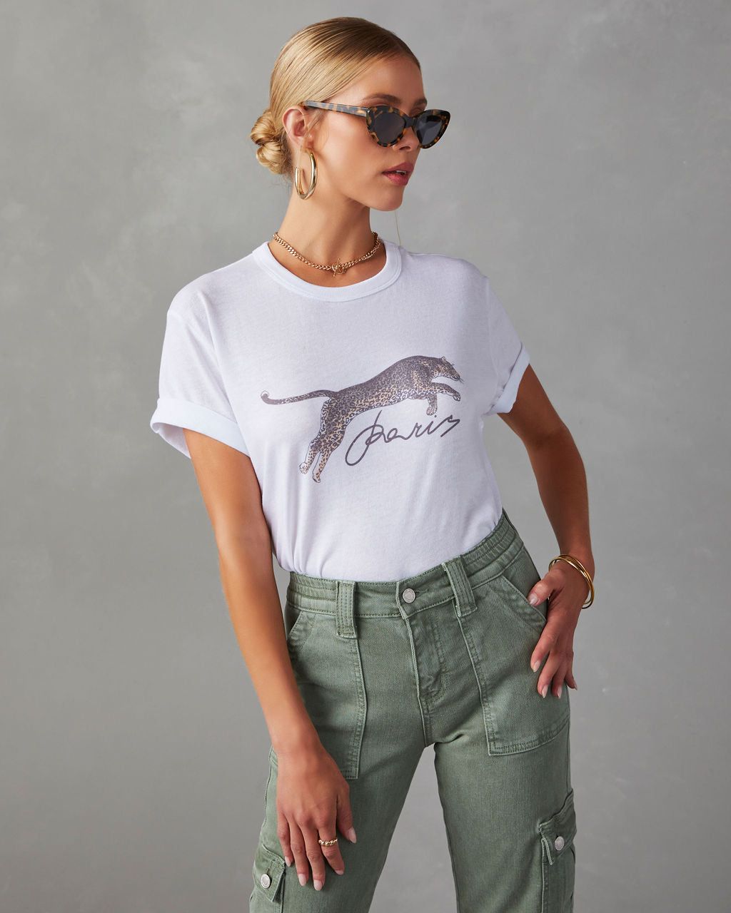 Paris Cheetah Graphic Tee sold by Vici