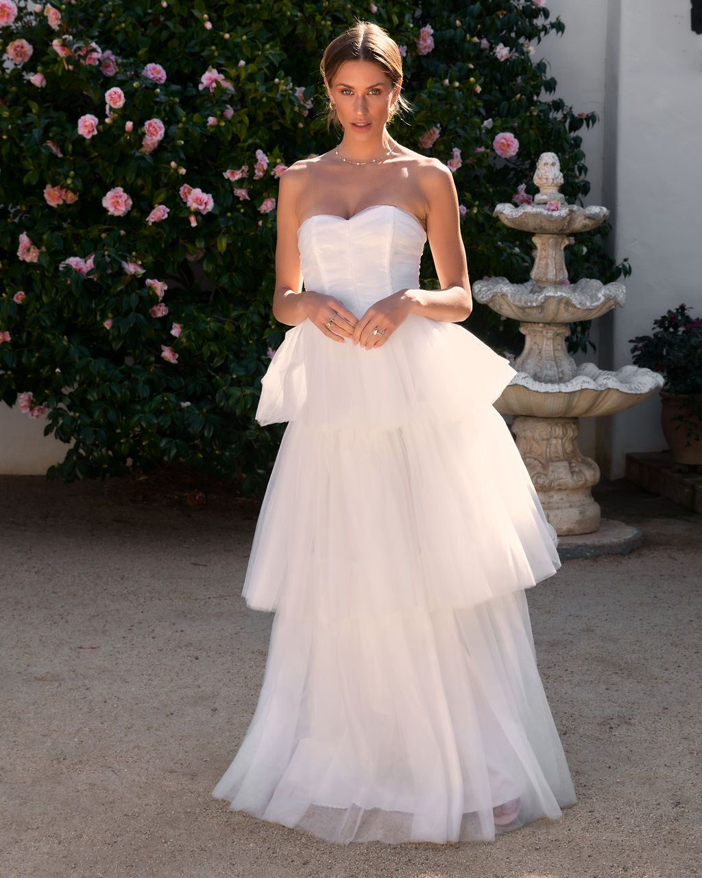 Forever My Love Strapless Tulle Maxi Dress sold by Vici