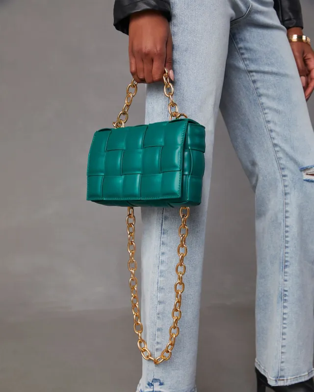 Desire Padded Woven Chain Handbag sold by Vici