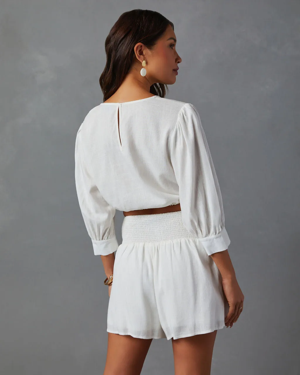 Joelle Linen Blend Front Tie Cropped Blouse sold by Vici product image thumbnail 5