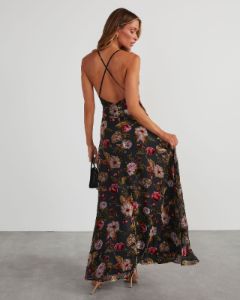 Jordie Floral Maxi Dress - Black sold by Vici