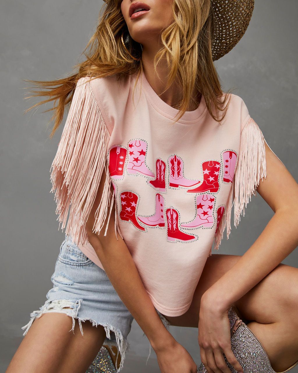 Rocking The Rodeo Fringe Sleeve Top sold by Vici product image thumbnail 3