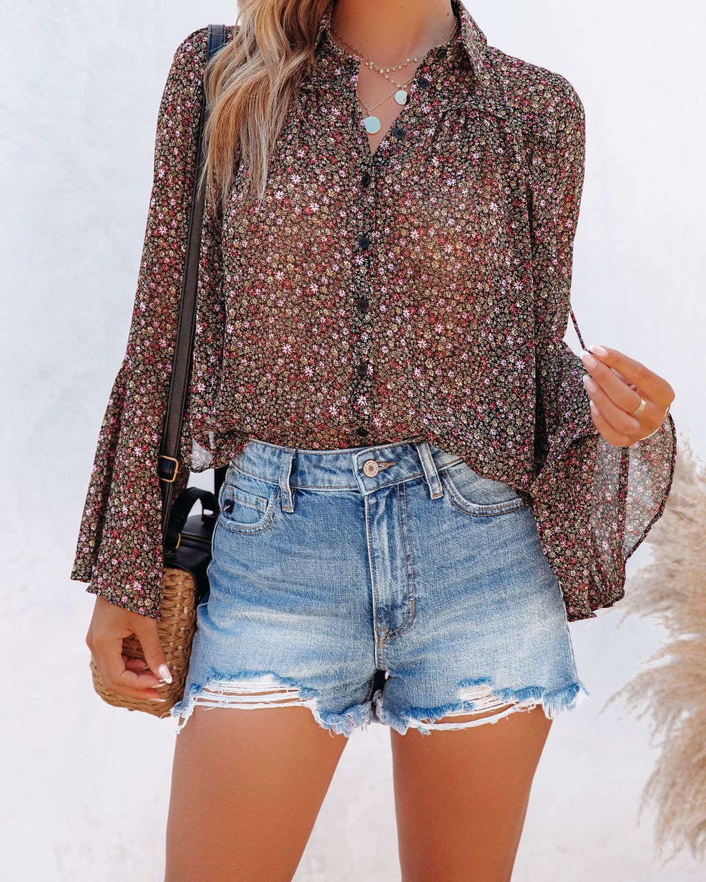 Balayage Printed Bell Sleeve Blouse - FINAL SALE sold by Vici product image thumbnail 5