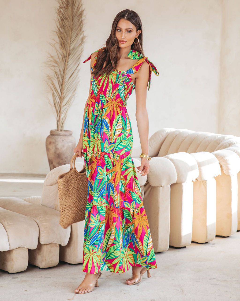 Off In Paradise Printed Smocked Cotton Maxi Dress - FINAL SALE sold by Vici