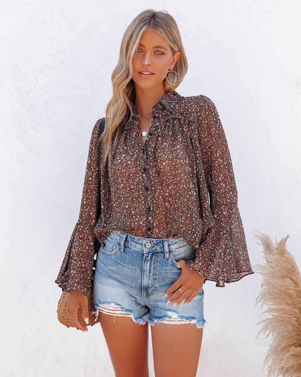 Balayage Printed Bell Sleeve Blouse - FINAL SALE sold by Vici product image thumbnail 10