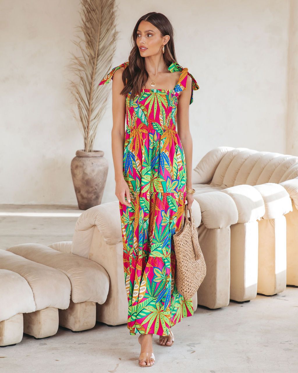 Off In Paradise Printed Smocked Cotton Maxi Dress - FINAL SALE sold by Vici product image thumbnail 7