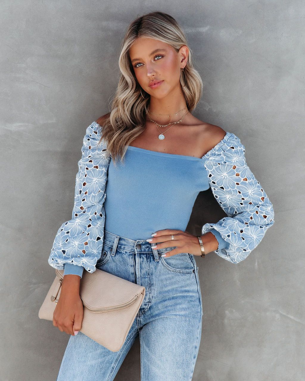 Christine Embroidered Balloon Sleeve Top sold by Vici product image thumbnail 5