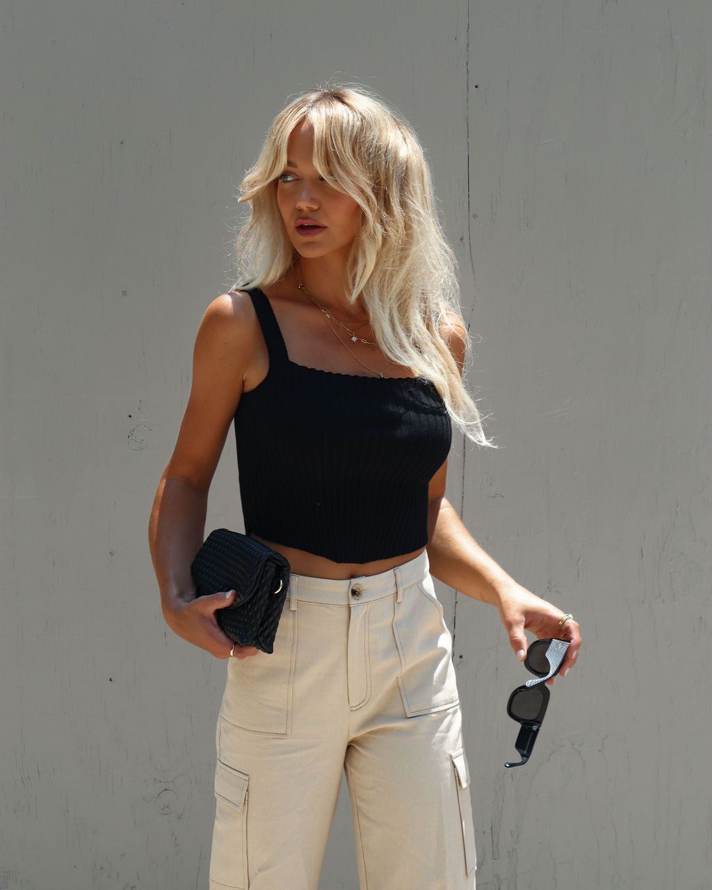 Clarina Ribbed Square Neck Crop Top - Black - FINAL SALE sold by Vici product image thumbnail 6