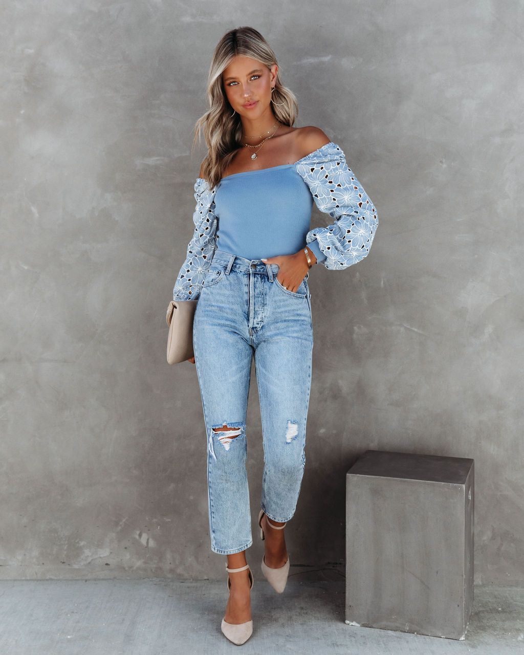 Christine Embroidered Balloon Sleeve Top sold by Vici product image thumbnail 3