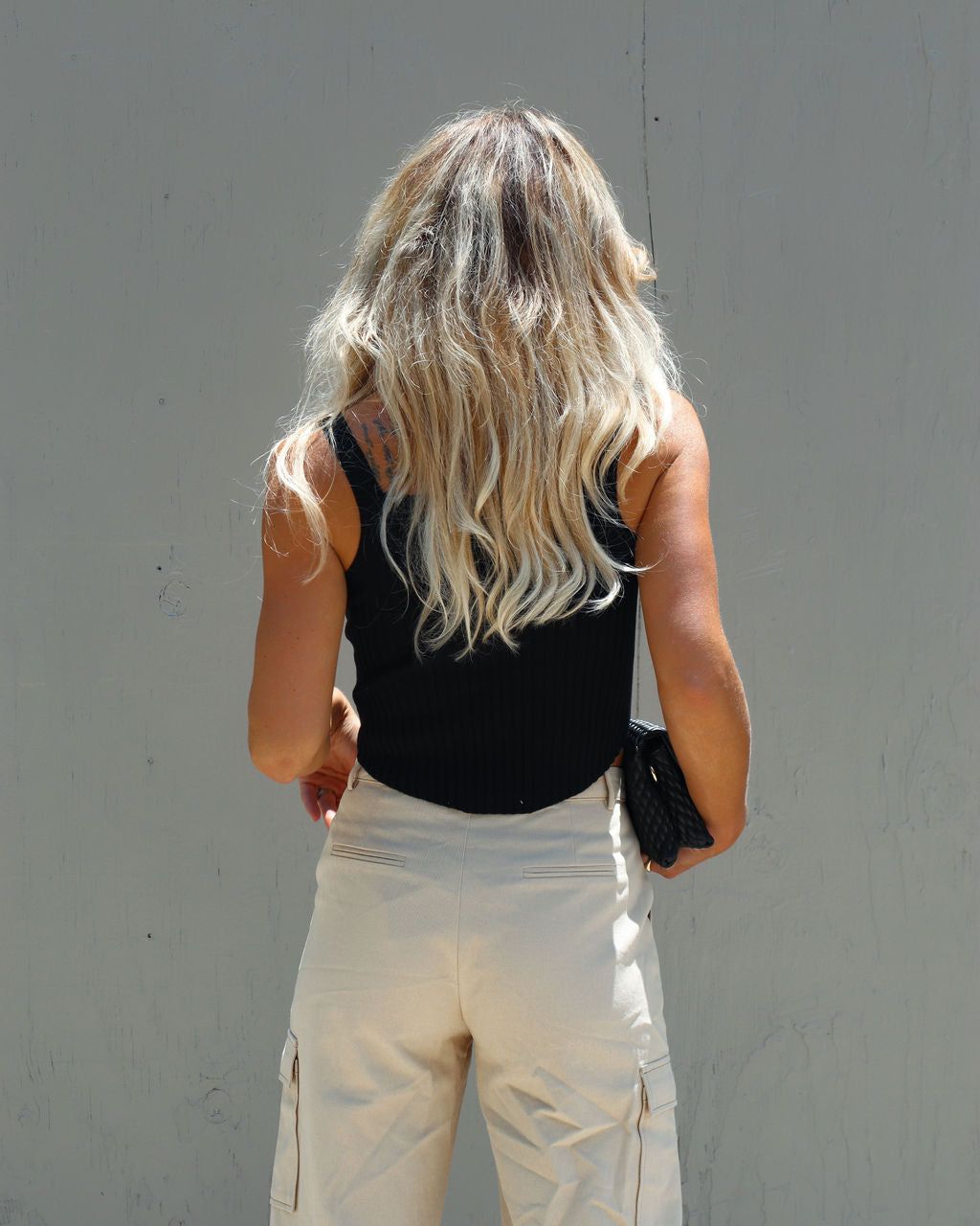 Clarina Ribbed Square Neck Crop Top - Black - FINAL SALE sold by Vici product image thumbnail 2