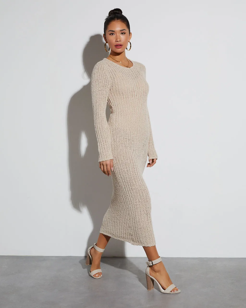 Hailey Crew Neck Bodycon Coverup Midi Dress sold by Vici product image thumbnail 4