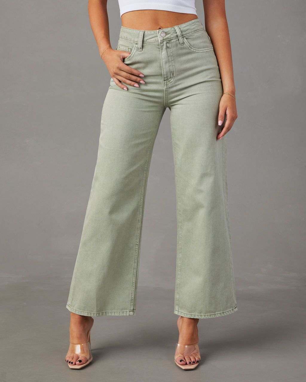 Kelso High Rise Wide Leg Cropped Jeans sold by Vici product image thumbnail 5