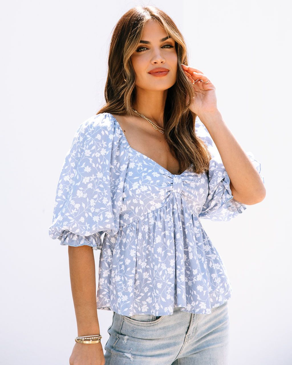 Jenesis Floral Babydoll Top sold by Vici