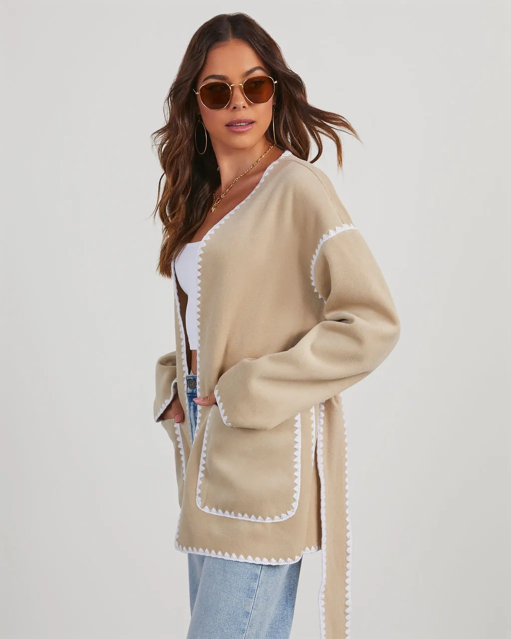 Theresa Embroidered Belted Jacket sold by Vici product image thumbnail 3