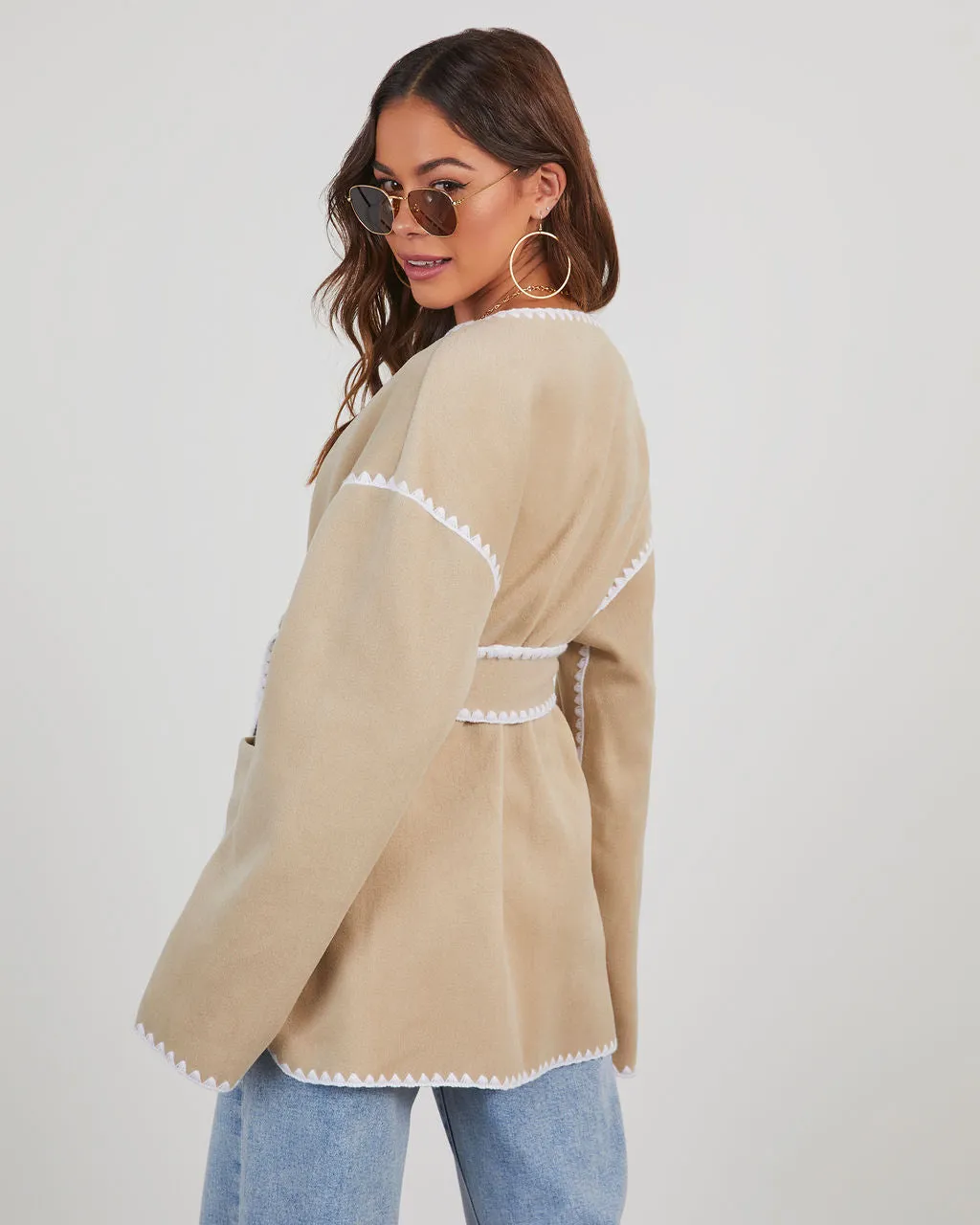 Theresa Embroidered Belted Jacket sold by Vici product image thumbnail 4