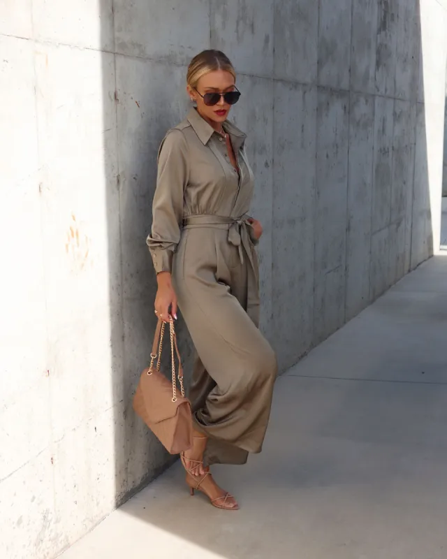 Pull It Together Satin Pocketed Jumpsuit sold by Vici