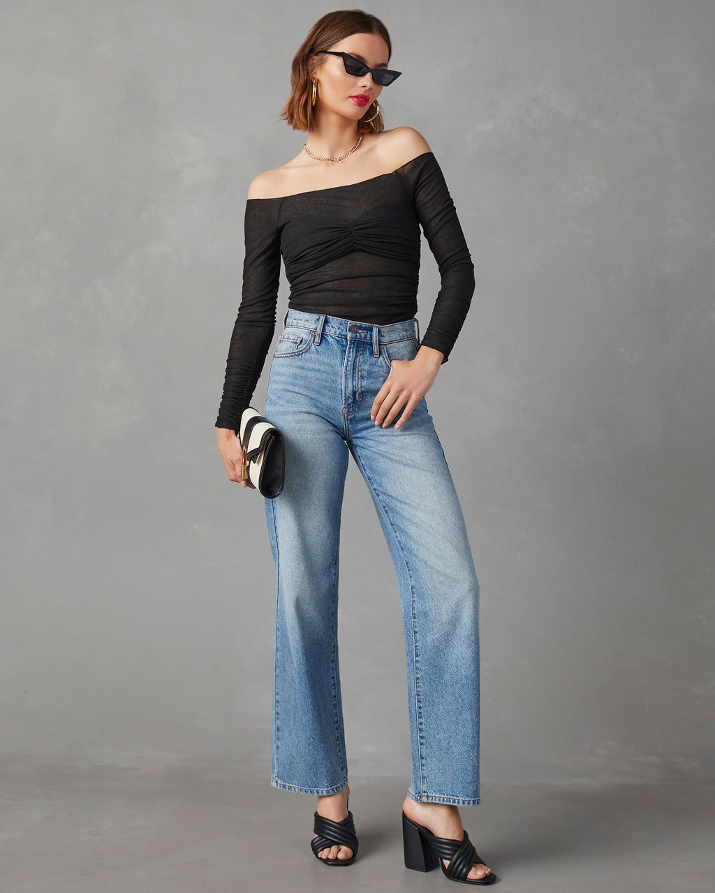 Vietta Long Sleeve Off The Shoulder Top - Black - FINAL SALE sold by Vici product image thumbnail 7