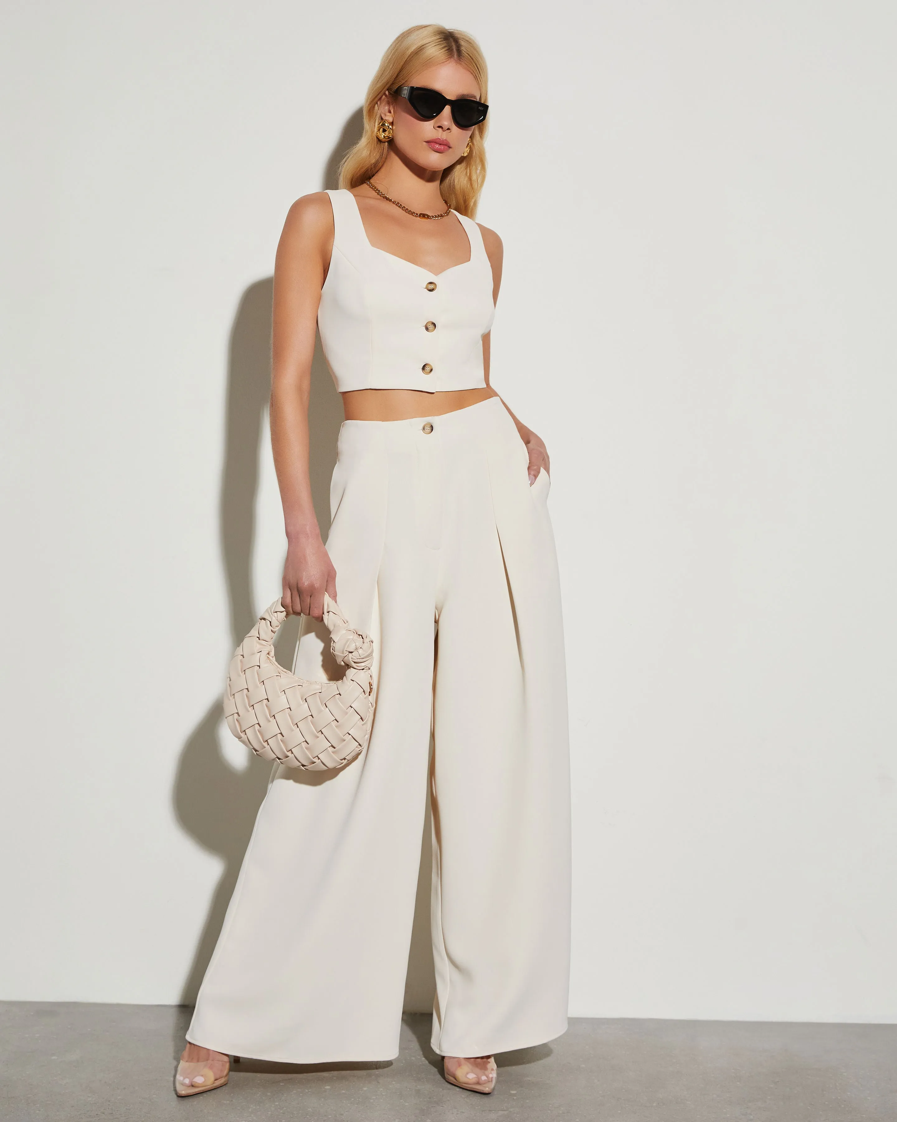 Clarissa High Rise Wide Leg Pants sold by Vici