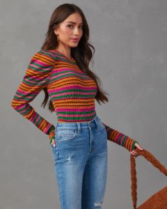 Tamara Puff Sleeve Striped Sweater sold by Vici