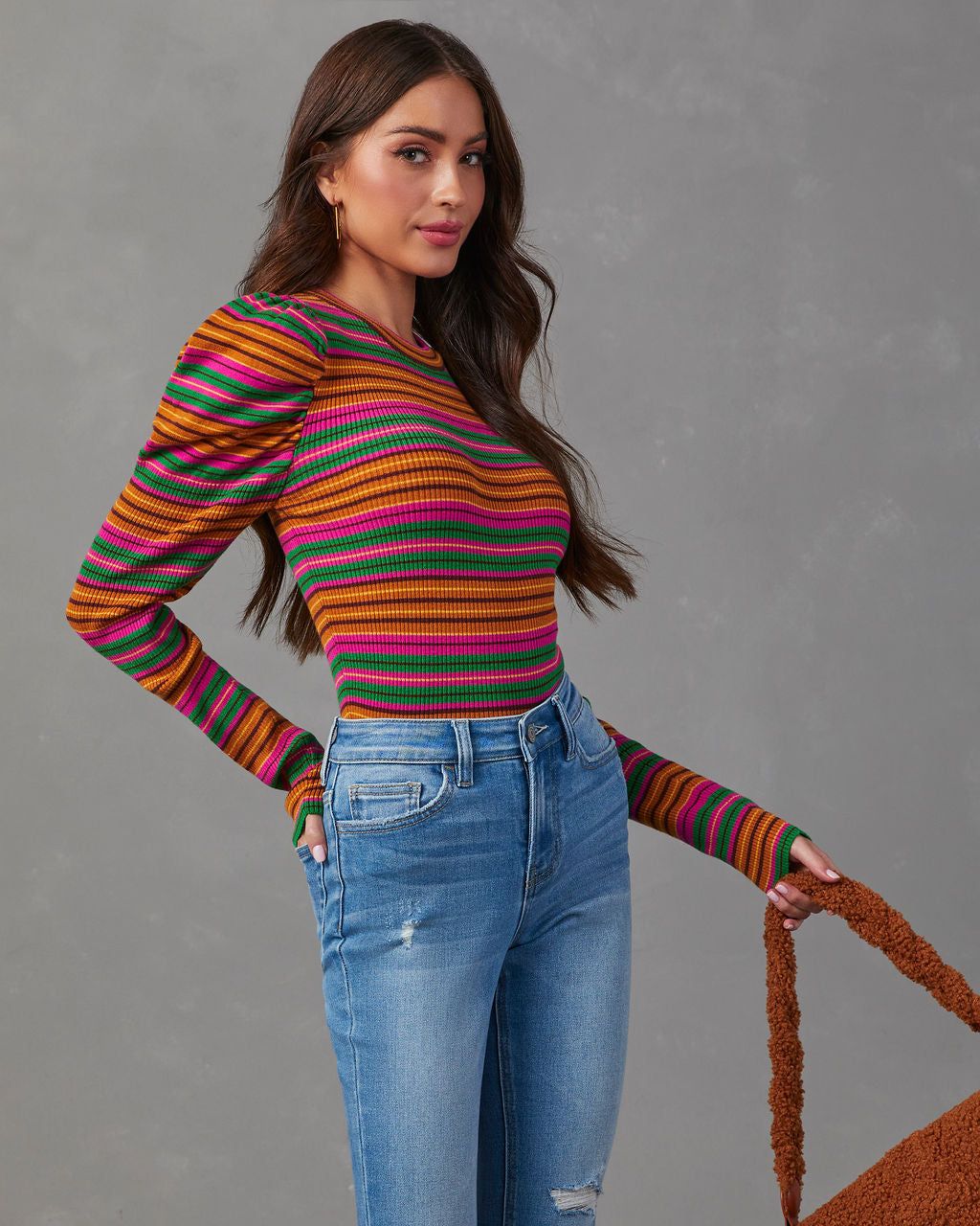 Tamara Puff Sleeve Striped Sweater sold by Vici product image thumbnail 3