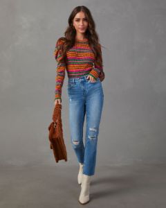 Tamara Puff Sleeve Striped Sweater sold by Vici