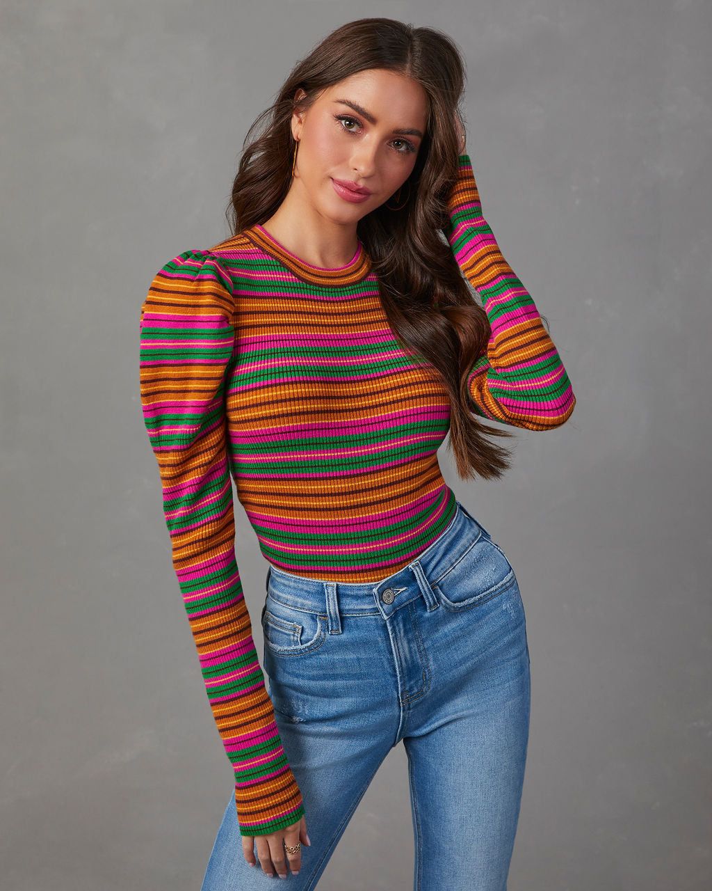 Tamara Puff Sleeve Striped Sweater sold by Vici product image thumbnail 5