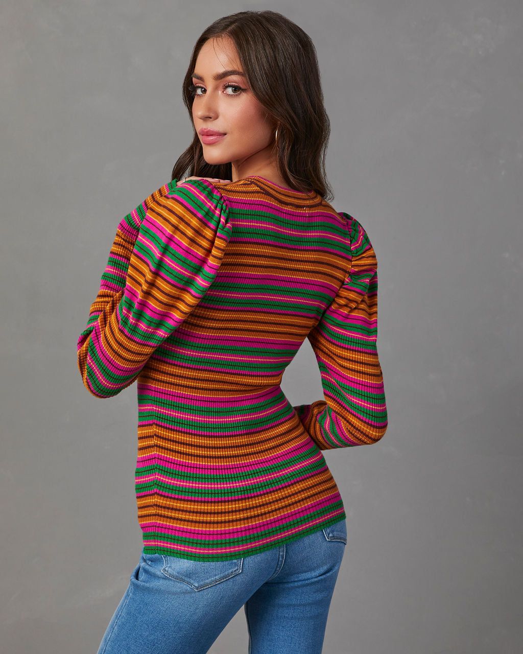 Tamara Puff Sleeve Striped Sweater sold by Vici product image thumbnail 4