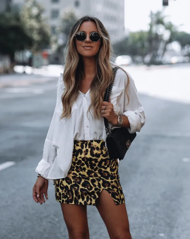 Haute Leopard Slit Mini Skirt - FINAL SALE sold by Vici