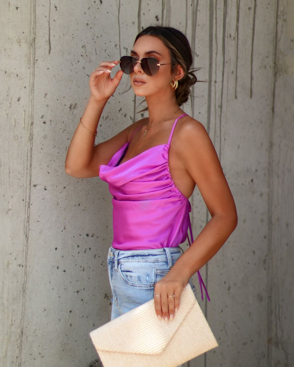 Mallina Satin Cowl Neck Top - Orchid - FINAL SALE sold by Vici product image thumbnail 4