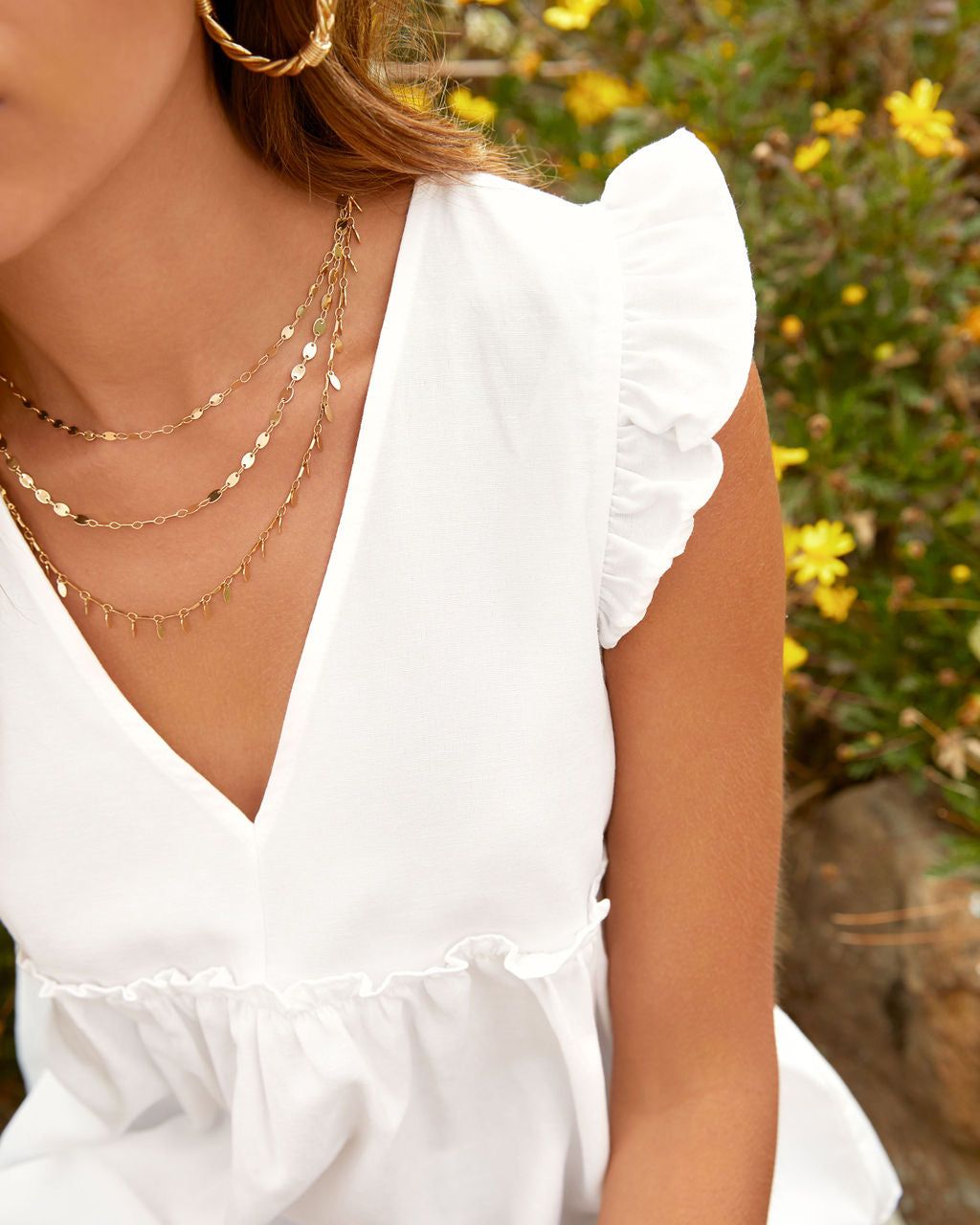 Sweet Melody Cotton Flutter Sleeve Babydoll Top sold by Vici product image thumbnail 2