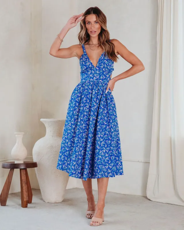 Aubreigh Floral Cotton Pocketed Midi Dress - FINAL SALE sold by Vici