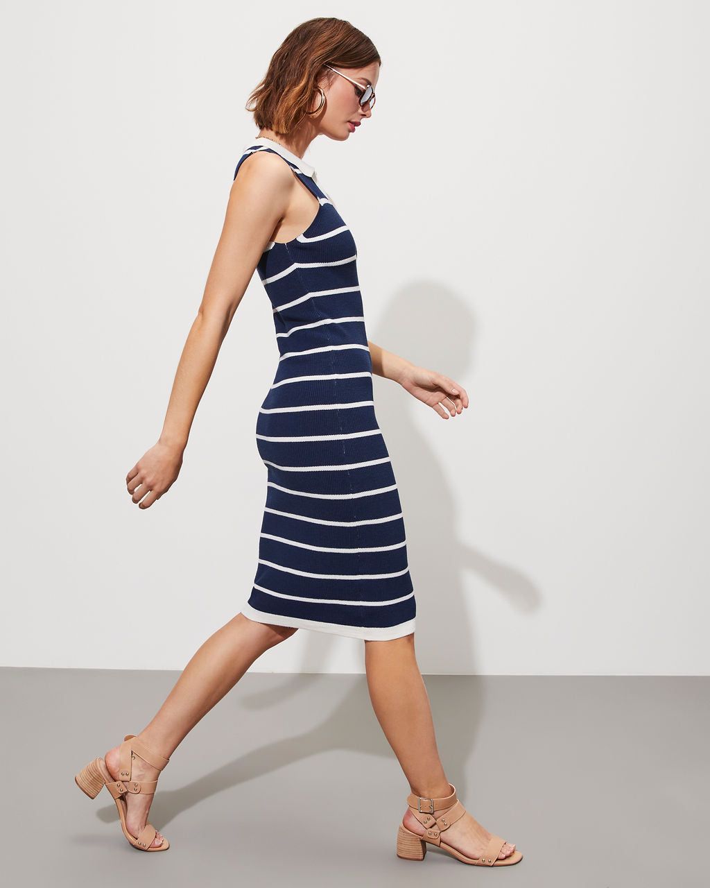 Eleigh Striped Polo Midi Dress sold by Vici product image thumbnail 4