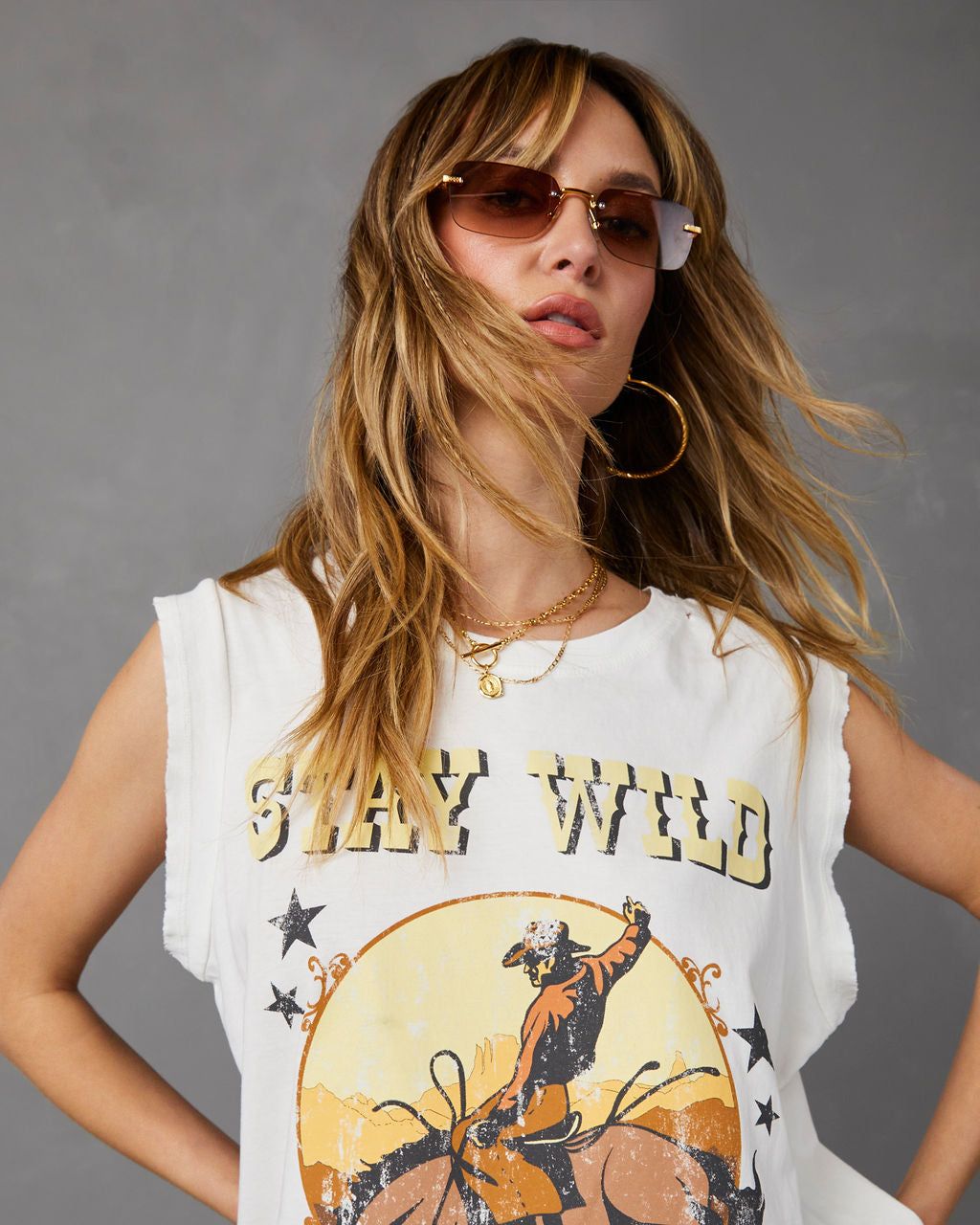 Stay Wild Western Cotton Tee - Ivory - FINAL SALE sold by Vici product image thumbnail 2