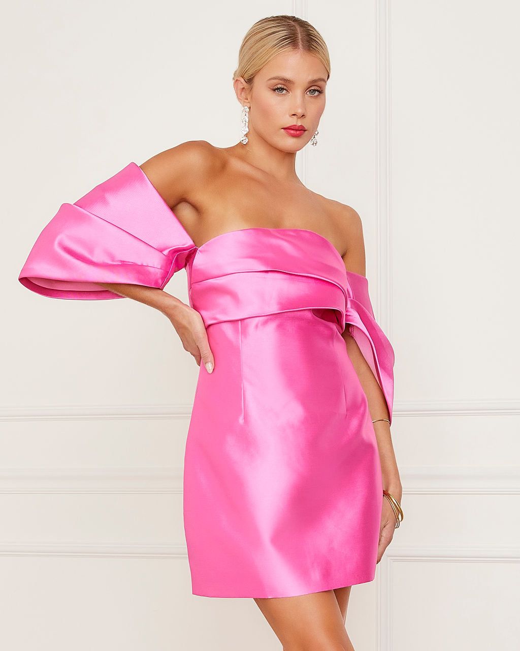 Seandra Satin Off The Shoulder Mini Dress - Fuchsia - FINAL SALE sold by Vici product image thumbnail 6