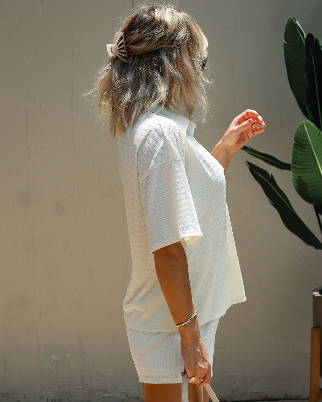 Lavera Button Up Short Sleeve Top - Ivory - SALE sold by Vici product image thumbnail 4
