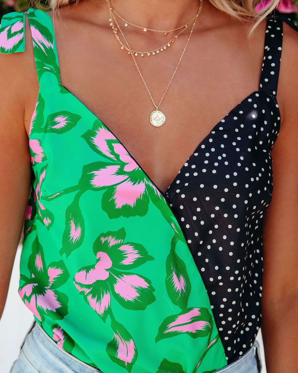 Stiles Adjustable Mixed Print Drape Bodysuit sold by Vici product image thumbnail 4