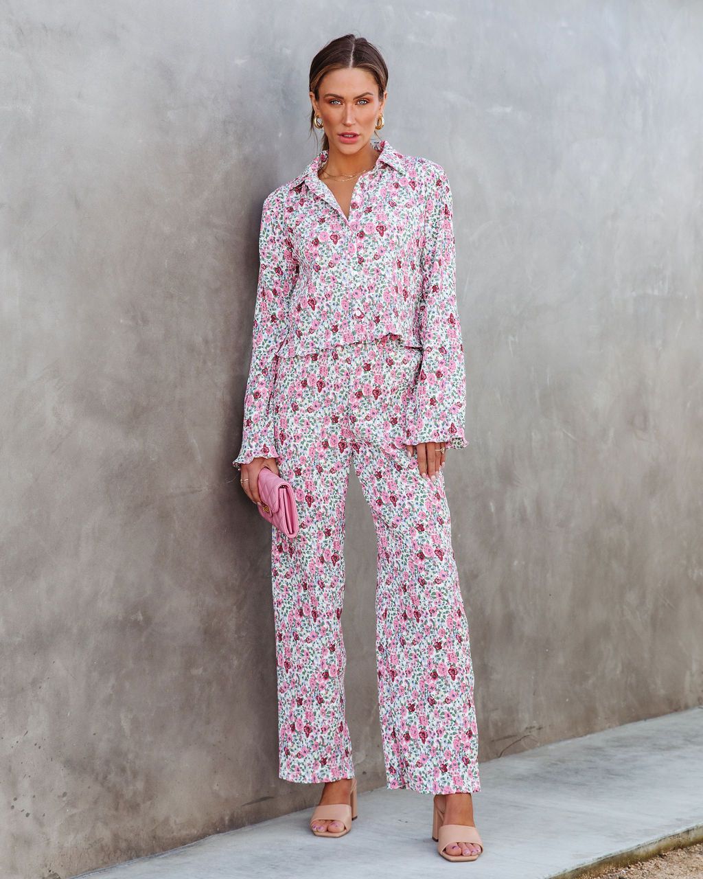 Rosaline Floral Plisse Wide Leg Pants sold by Vici product image thumbnail 3