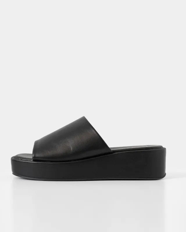 Lourdes Faux Leather Platform Sandals - Black - LAST CHANCE sold by Vici