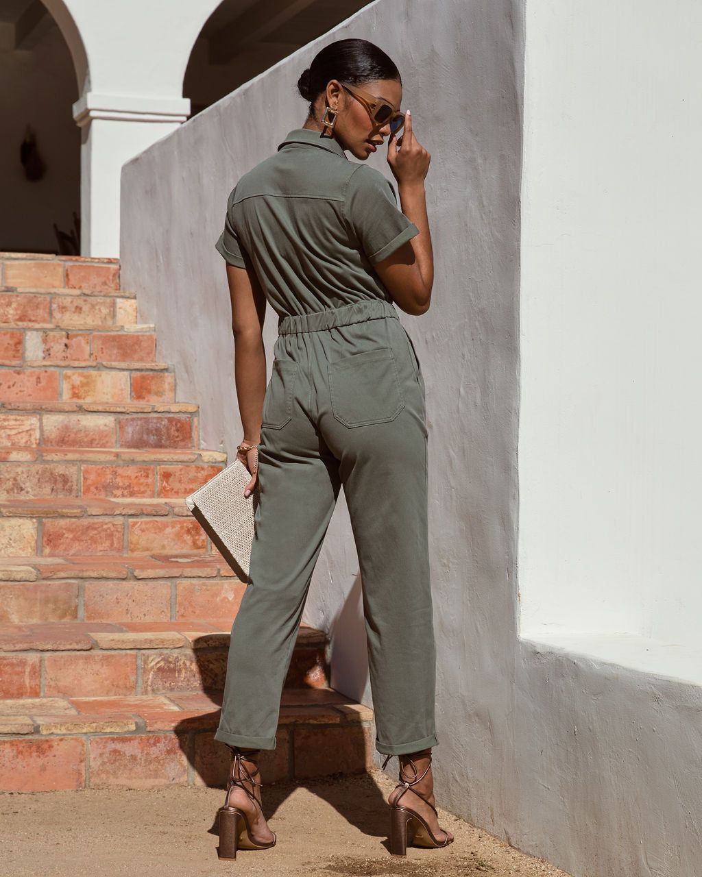 Serena Pocketed Jumpsuit - Olive - FINAL SALE sold by Vici product image thumbnail 4