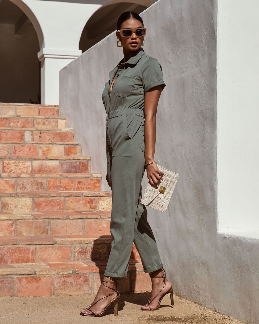 Serena Pocketed Jumpsuit - Olive - FINAL SALE sold by Vici product image thumbnail 5