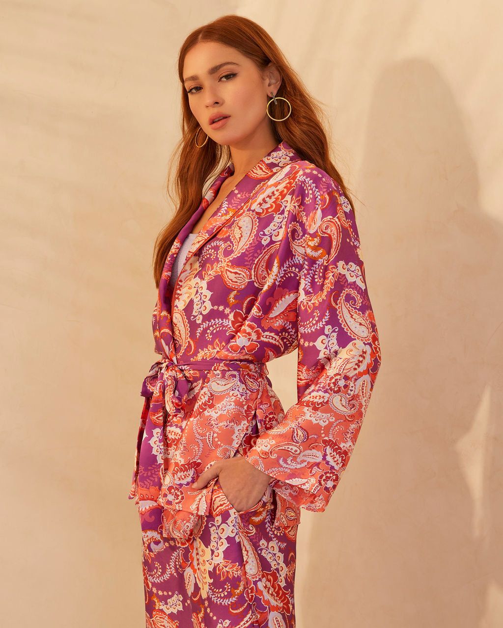 Merryn Satin Kimono - Plum - FINAL SALE sold by Vici product image thumbnail 4