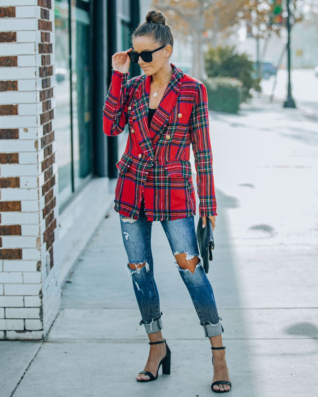 Be Festive Pocketed Plaid Blazer - Red - FINAL SALE sold by Vici product image thumbnail 8