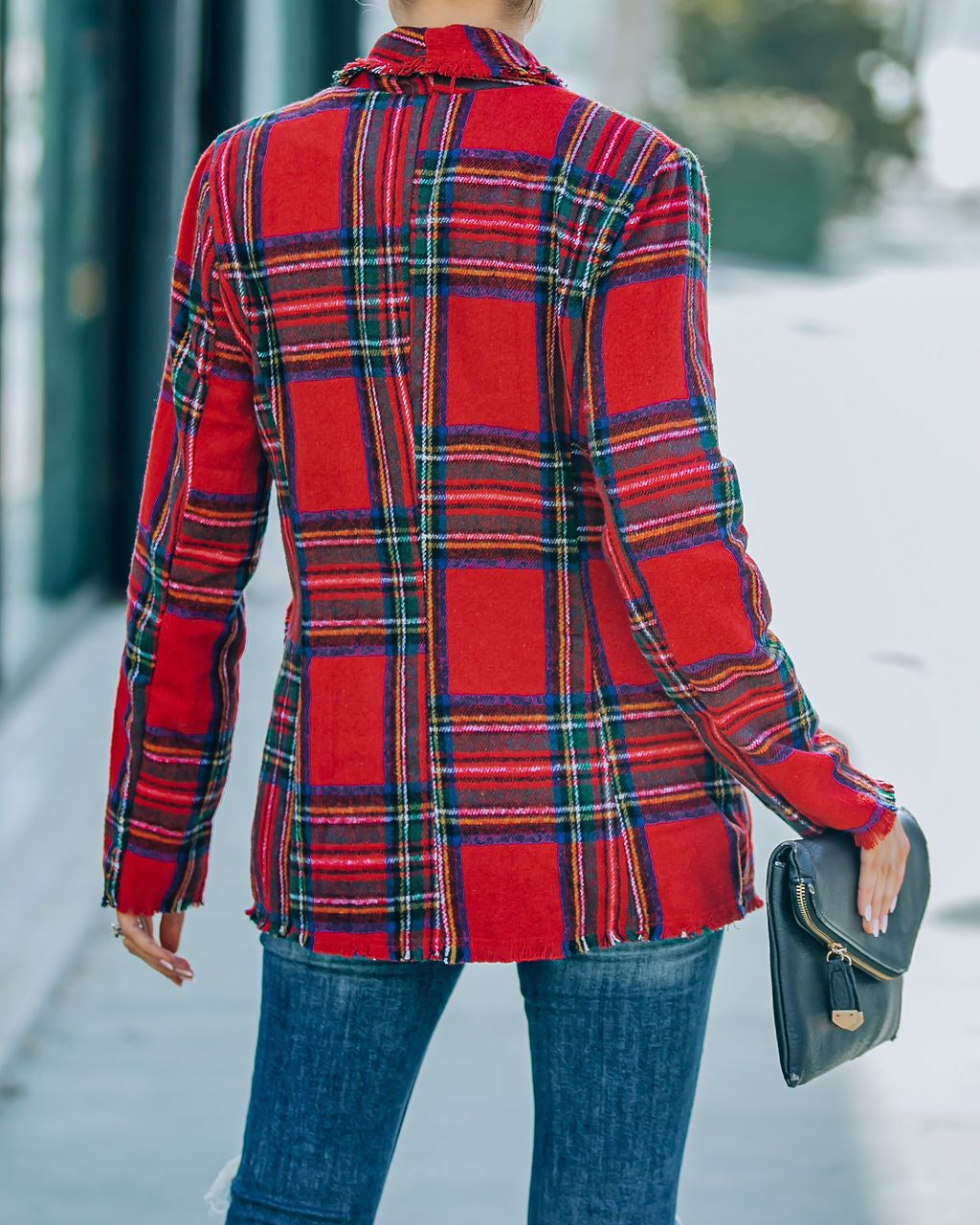 Be Festive Pocketed Plaid Blazer - Red - FINAL SALE sold by Vici product image thumbnail 2