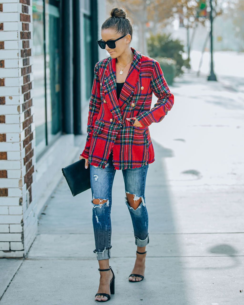 Be Festive Pocketed Plaid Blazer - Red - FINAL SALE sold by Vici product image thumbnail 10