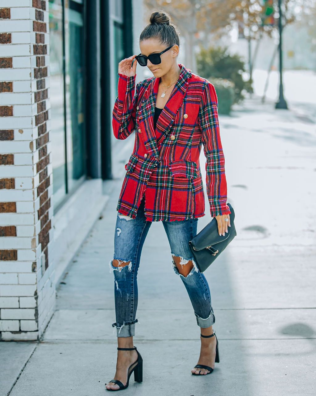 Be Festive Pocketed Plaid Blazer - Red - FINAL SALE sold by Vici product image thumbnail 6
